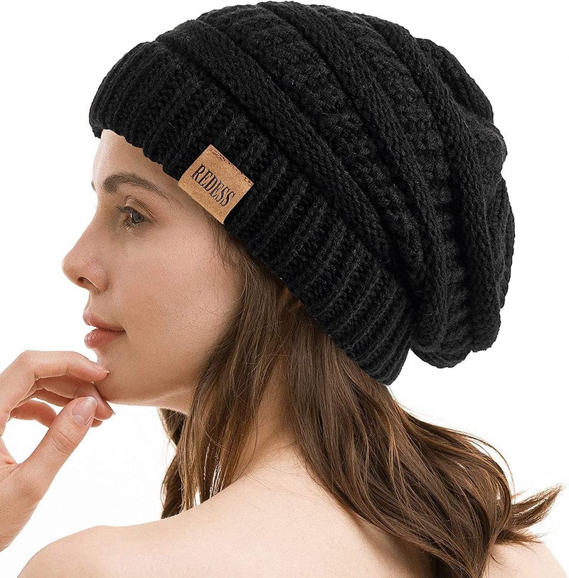 REDESS Slouchy Beanie Hat for Women Winter Warm Chunky Soft Oversized Cable Knit Cap - Image 1